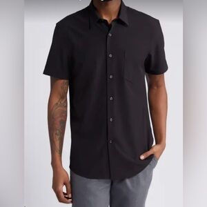 Christi Collection‎ men’s XXL button-down shirt, short sleeve black texture NWOT